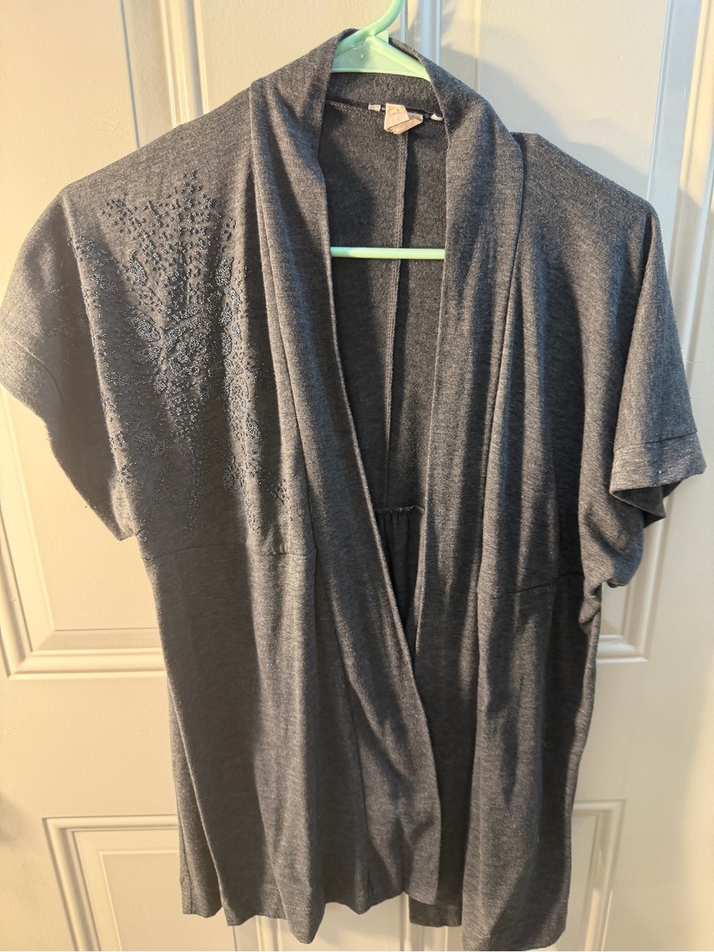 Bleeker & Mcdougal - Y2k/Vintage Embellished Shawl-Collar Short Sleeve Cardigan